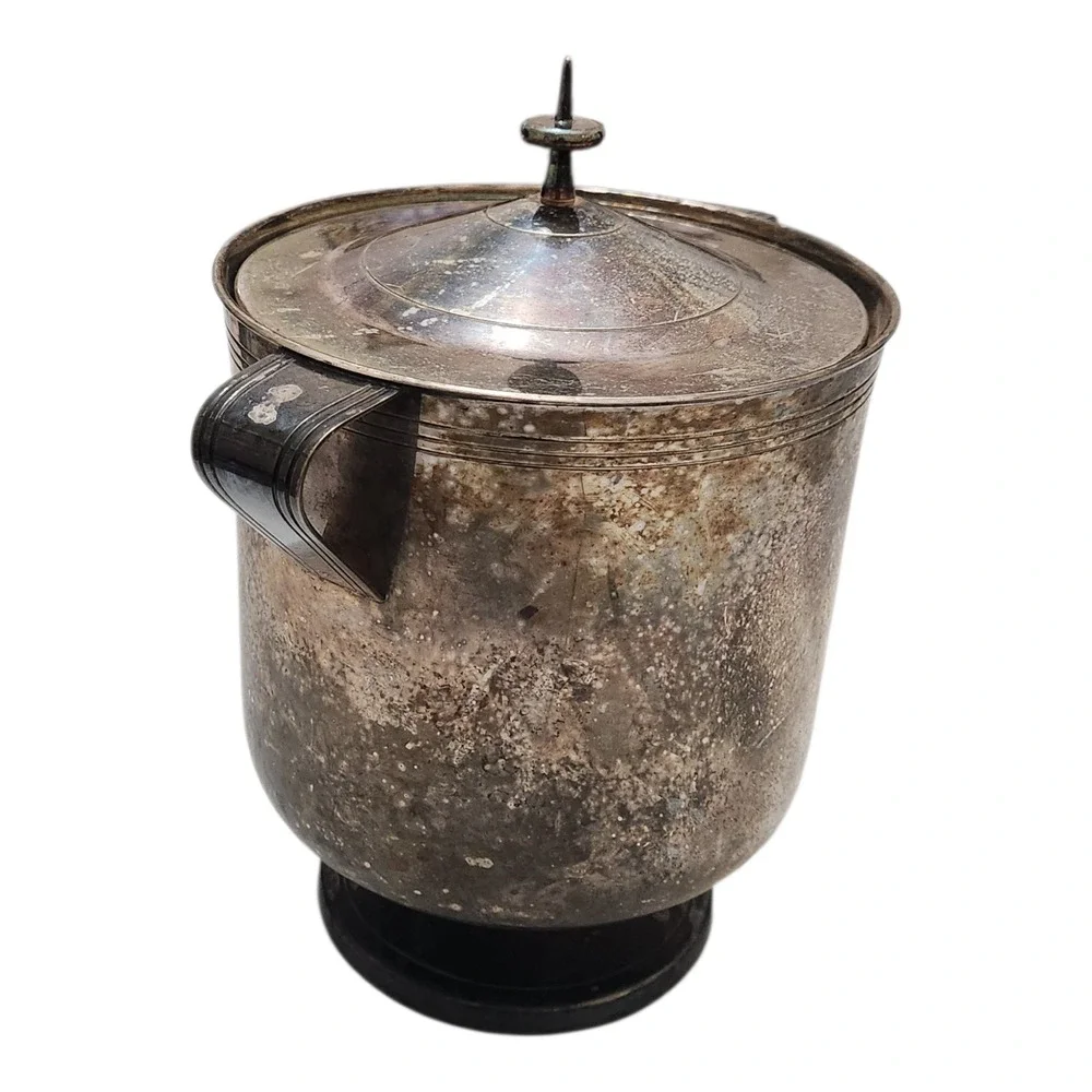 Mueck-Cary‎ Silverplate Ice Bucket Vacuum Insulated Glass Liner Vintage Barware